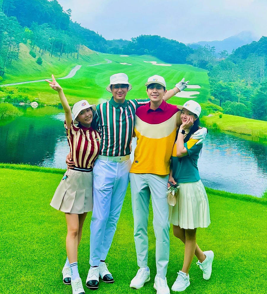 イ・ジフン＆アヤネ夫妻、ソン・ジュノ＆キム・ソヒョン夫妻とそれぞれペアルック姿でゴルフ