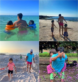 MY Q、恋人キム・ナヨンの息子2人と「まるで親子」な海辺のひととき…済州島での幸せショット公開