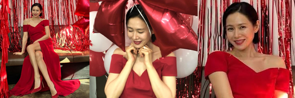 ソン・イェジン、大胆なスリット入りの真っ赤なドレスを着て美脚アピール