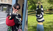 ソン・ヘギョ、ショート丈トップス姿で背伸び…極細ウエストに視線集中