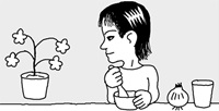 しおれた花にはニンニク