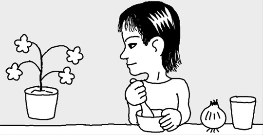 しおれた花にはニンニク