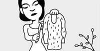 古歯ブラシでニットの毛玉取り