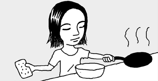 フライパンを洗うのは熱が取れてから
