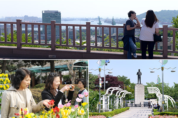 仁川港が見渡せる自由公園。