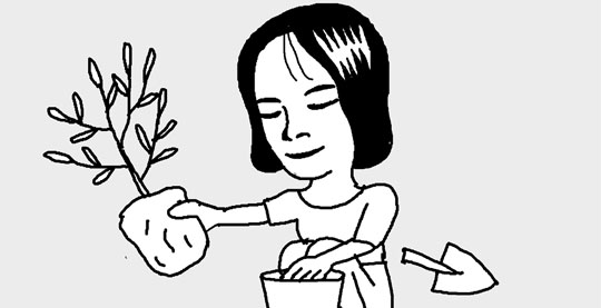 植木鉢に水をやるとき、土が流れ出ないように