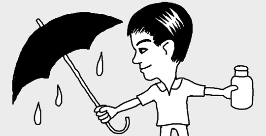 穴がないのに雨がしみてしまう傘は