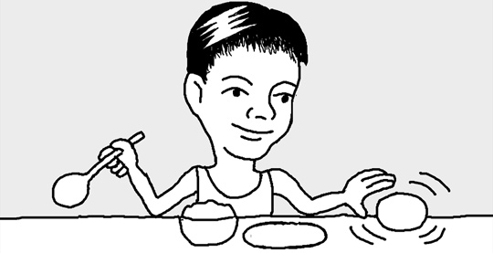 ゆで卵と生卵の見分け方