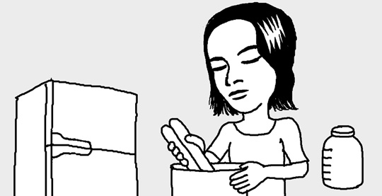硬いハムは牛乳に
