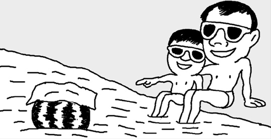 谷川でスイカを冷やすときは