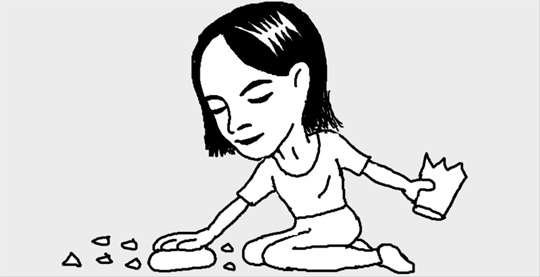 ガラスが割れて床に飛び散ったら