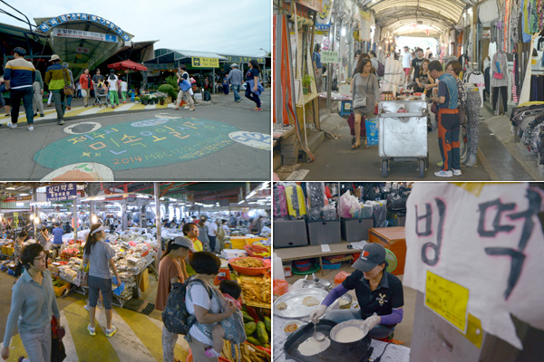 済州五日市場ではさまざまな品物が売られている。