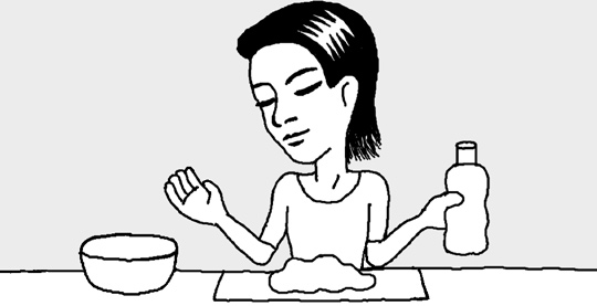 こねた小麦粉がくっつかないように