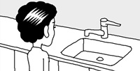 水道の蛇口は冷水の方向に