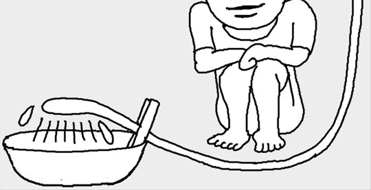 シャワーで水を入れるときは