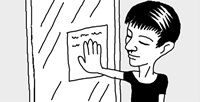 ガラスに紙を貼り付けるときは