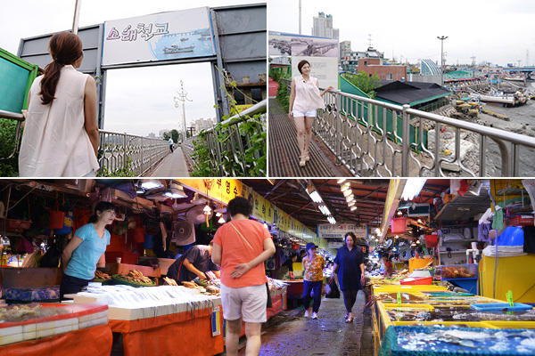 徒歩で渡れるようリニューアルされた旧・蘇莱鉄橋（上）と、活気に満ちた蘇莱魚市場（下）は近いので寄りやすい。
