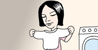 洗濯した白のセーターを干すときは