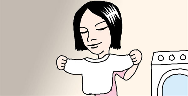 洗濯した白のセーターを干すときは