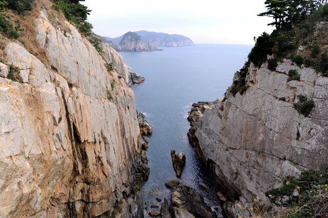 吊り橋から見える峡谷。