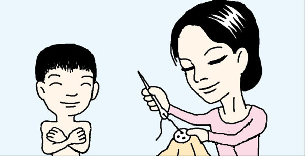 子ども服のボタンを縫うときは