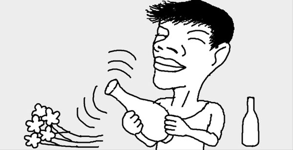 口が狭い瓶を洗うときは