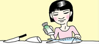 魚のうろこは大根で