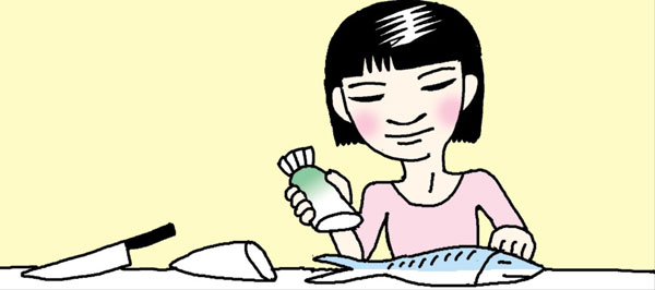 魚のうろこは大根で