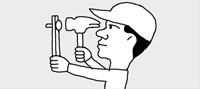 くぎを打つ時は割りばしで固定