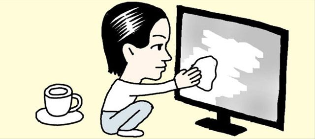 テレビの液晶画面はコーヒーフィルターで