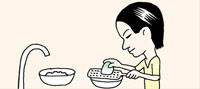 生ガキの汚れは大根おろしで