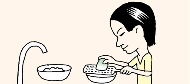 生ガキの汚れは大根おろしで
