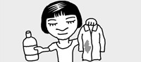 麻の服の汗じみには