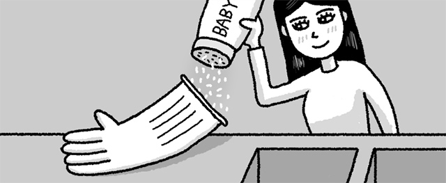 ゴム手袋をはずしやすくするには