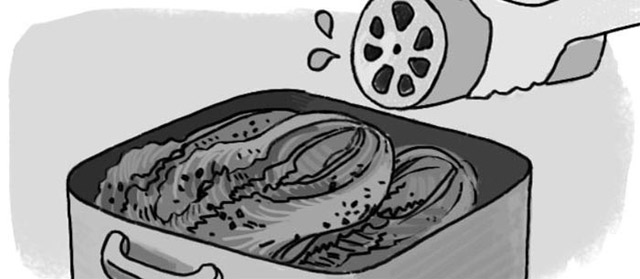 キムチ保存時はレンコンの汁を
