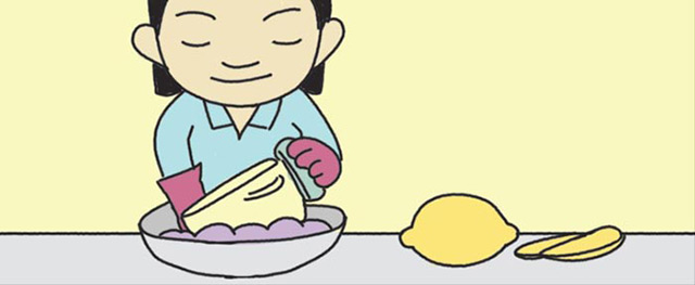 鍋の焦げ付きにはレモンの皮