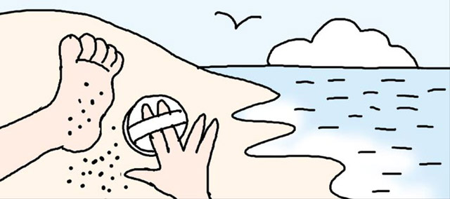 足に砂が付きにくくするには