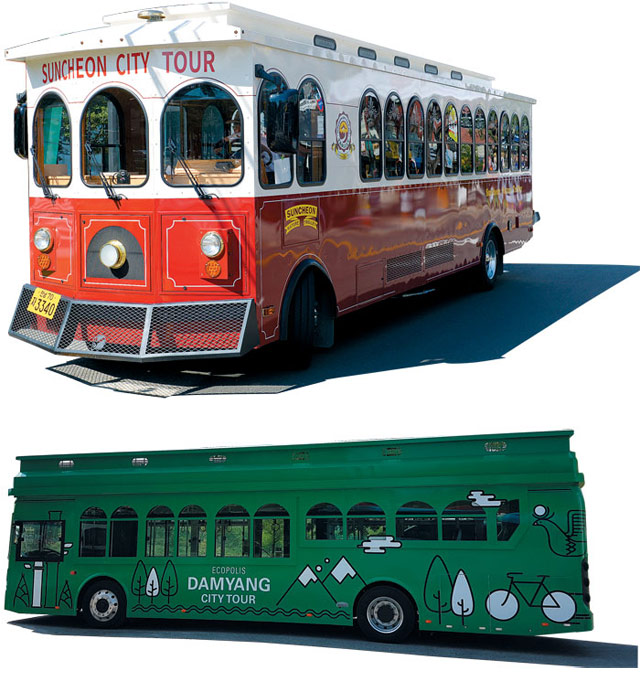 トロリーバスに竹バス…デザインが目を引くシティツアーバス