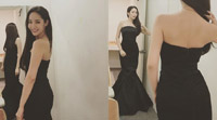 パク・ミニョン、ロングヘア+黒ドレスの優雅な姿