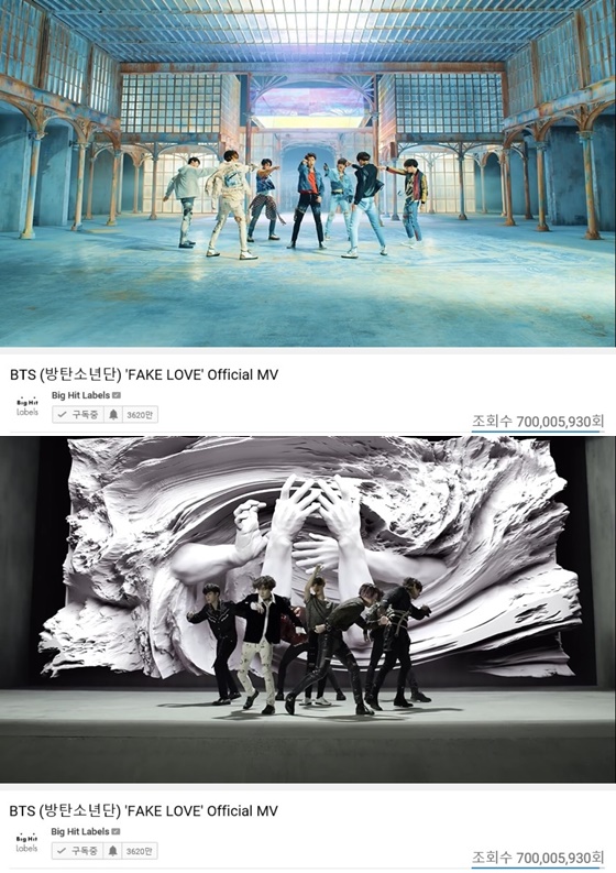 防弾少年団『FAKE LOVE』MV再生7億回突破　通算３曲目