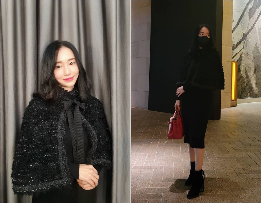イ・ジョンヒョン、秀麗で高級感ある黒の装い＆赤のバッグ