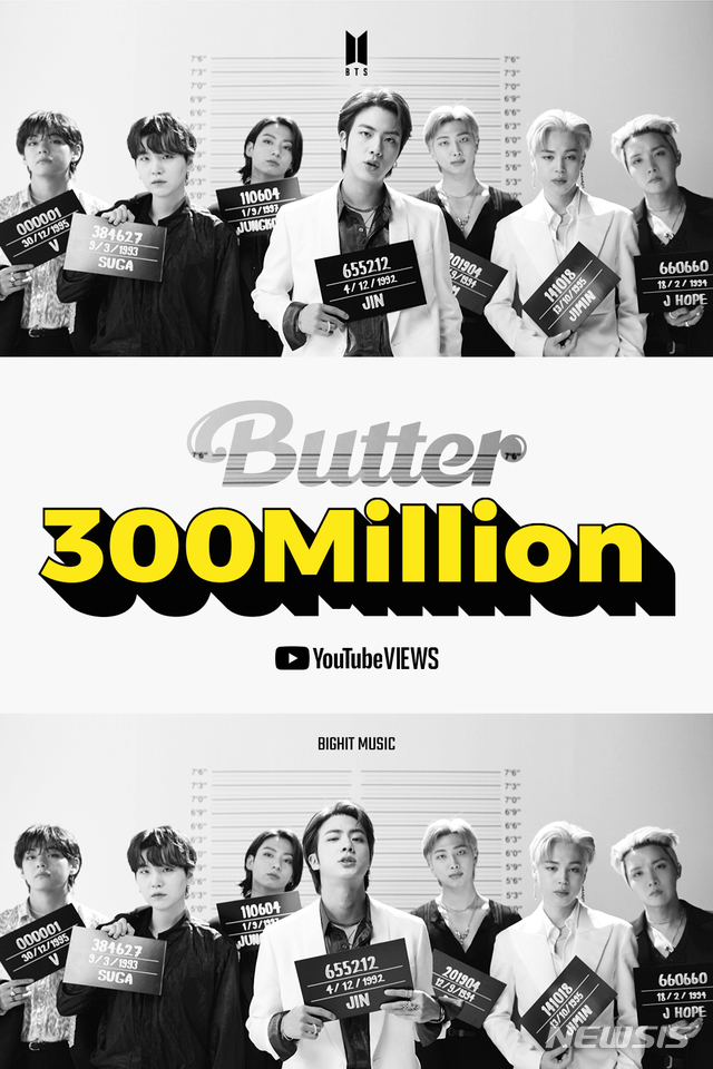 防弾少年団「Butter」MV再生回数3億回突破…通算16作目