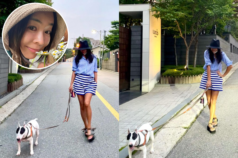 イ・ヘヨン、愛犬とお散歩…「12億の保険」の足で魅せる脚線美
