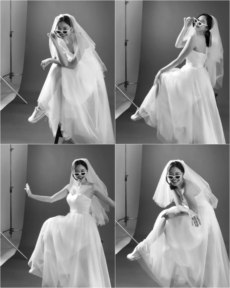 9月結婚キム・ユンジ、サングラス＋スニーカーでクールなウエディンググラビア撮影