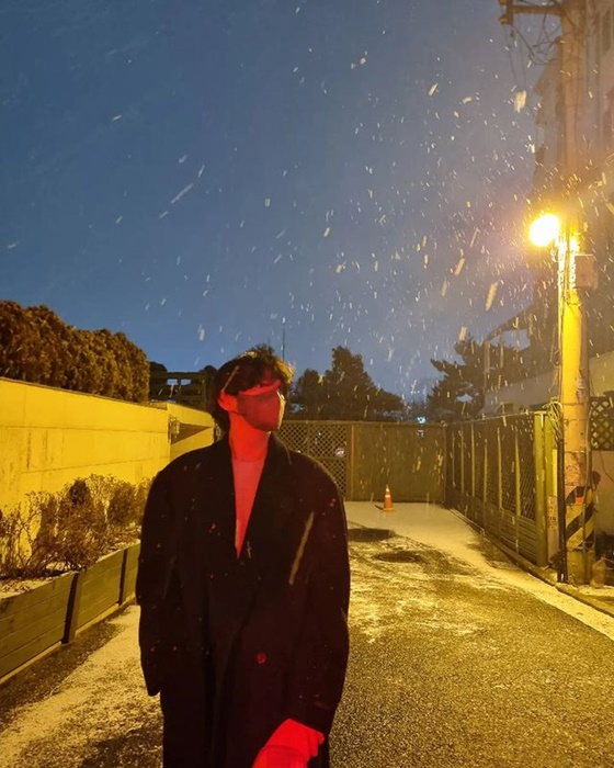 防弾少年団V、街灯の下で雪に降られながら…人並みならぬ雰囲気