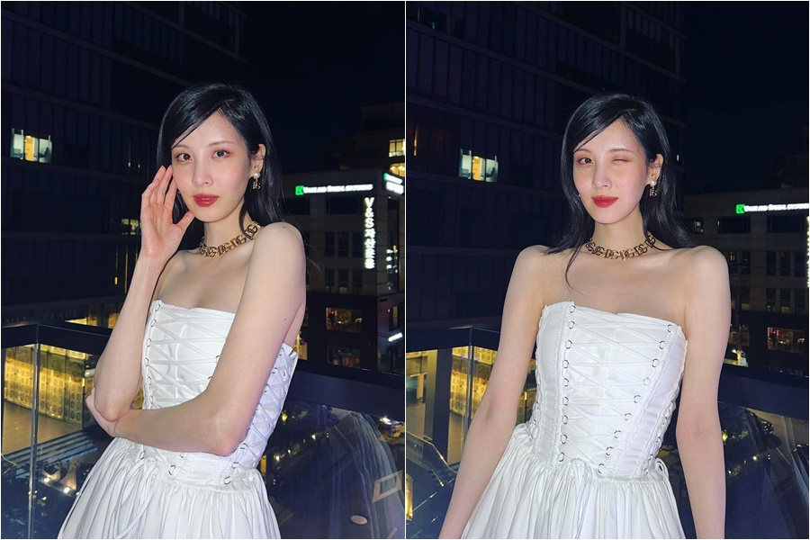 少女時代ソヒョン、大胆肩出しコルセットドレス姿…セクシーな白肌に注目