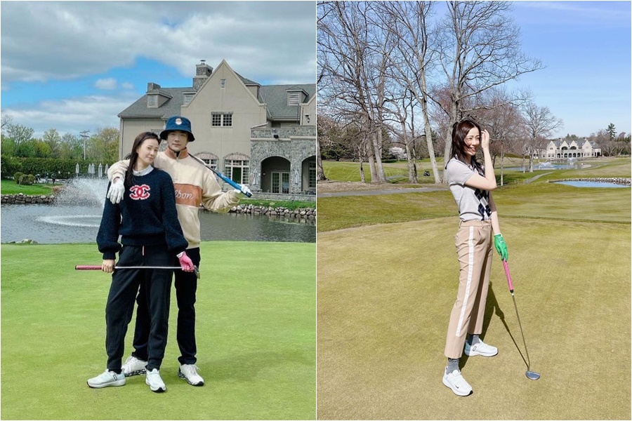 クォン・サンウ＆ソン・テヨン、「芸能界の仮面夫婦」ではなく…米国のゴルフ場で仲良く2ショット