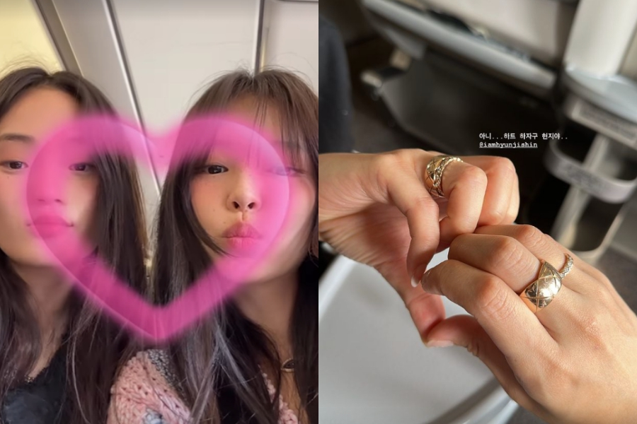 BLACKPINKジェニー＆シン・ヒョンジが東京旅行、ペアリングをはめた手でハートのポーズ