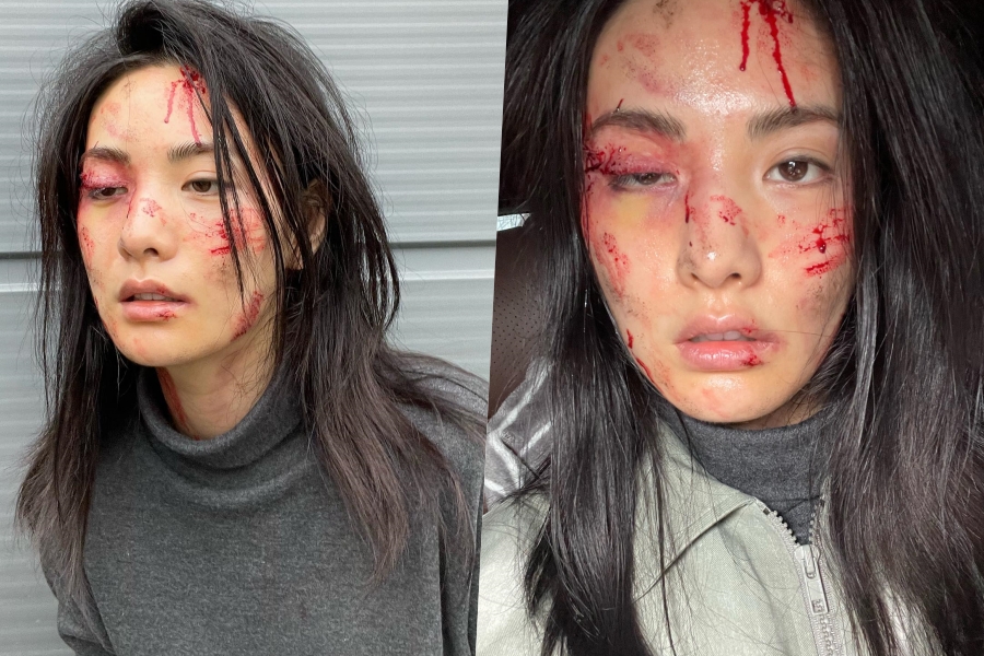 『マスクガール』ナナ、顔中血だらけ傷だらけ…撮影現場の一コマを公開