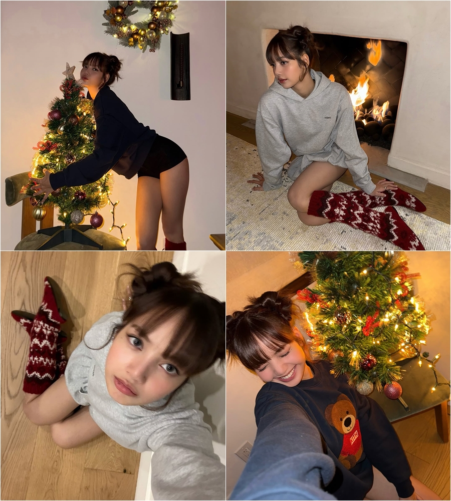 BLACKPINKリサ「ギリギリ」ホットパンツでクリスマスパーティー